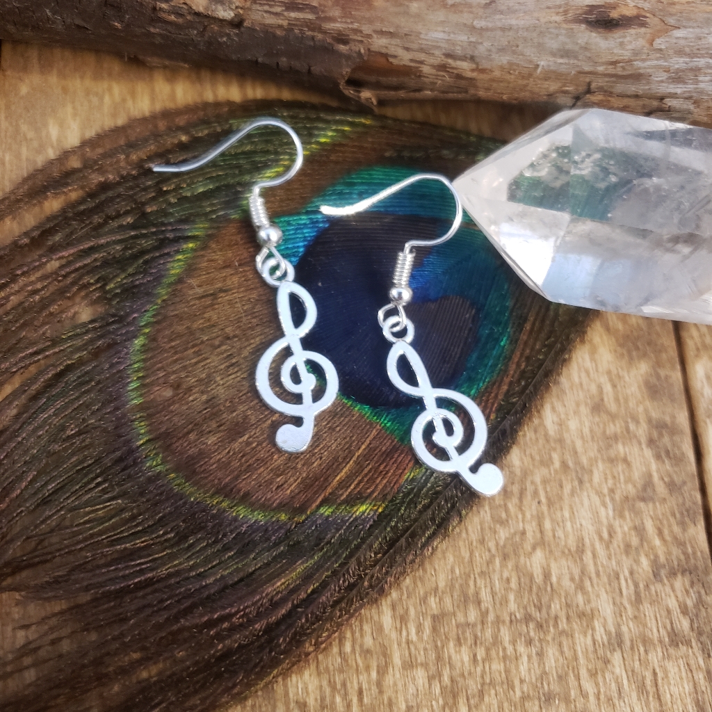 Silver Music Earrings Clef Note JewelryMusicianBandOrchestraMusic Lover Gift 15$